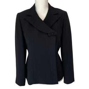 JACQUELINE FERRAR Blazer Womens 6 Black Petite Career Formal Elegant Minimalist